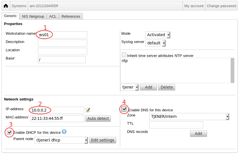 gosa systems edit host 1